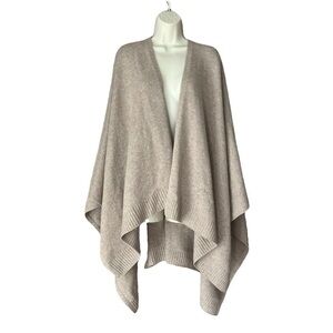 Eileen Fisher Recycled Cashmere Wool Poncho Cape Wrap Scarf Tan Beige Neutral OS